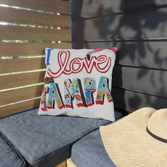 "I Love Tampa" Outdoor Pillow - YELLOW
