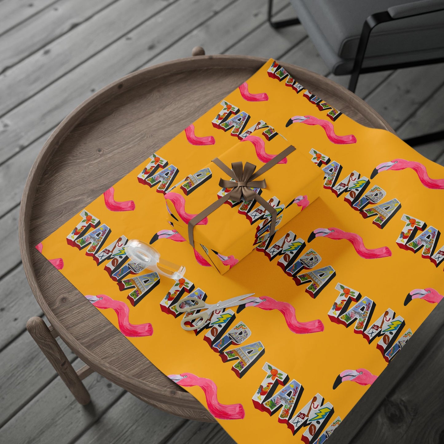 "Phoebe the Flamingo does Tampa" Gift Wrapping Paper