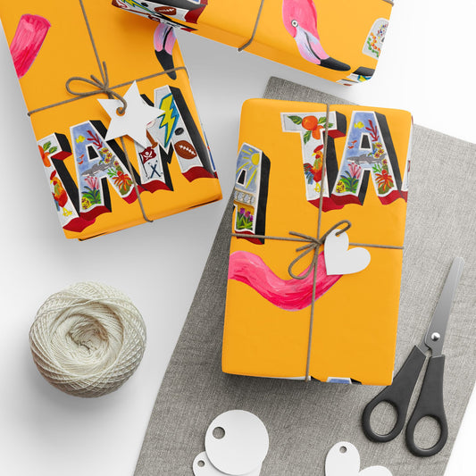 "Phoebe the Flamingo does Tampa" Gift Wrapping Paper