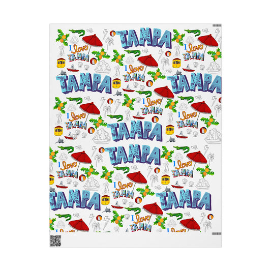 "I Love Tampa" Motif Gift Wrapping Paper