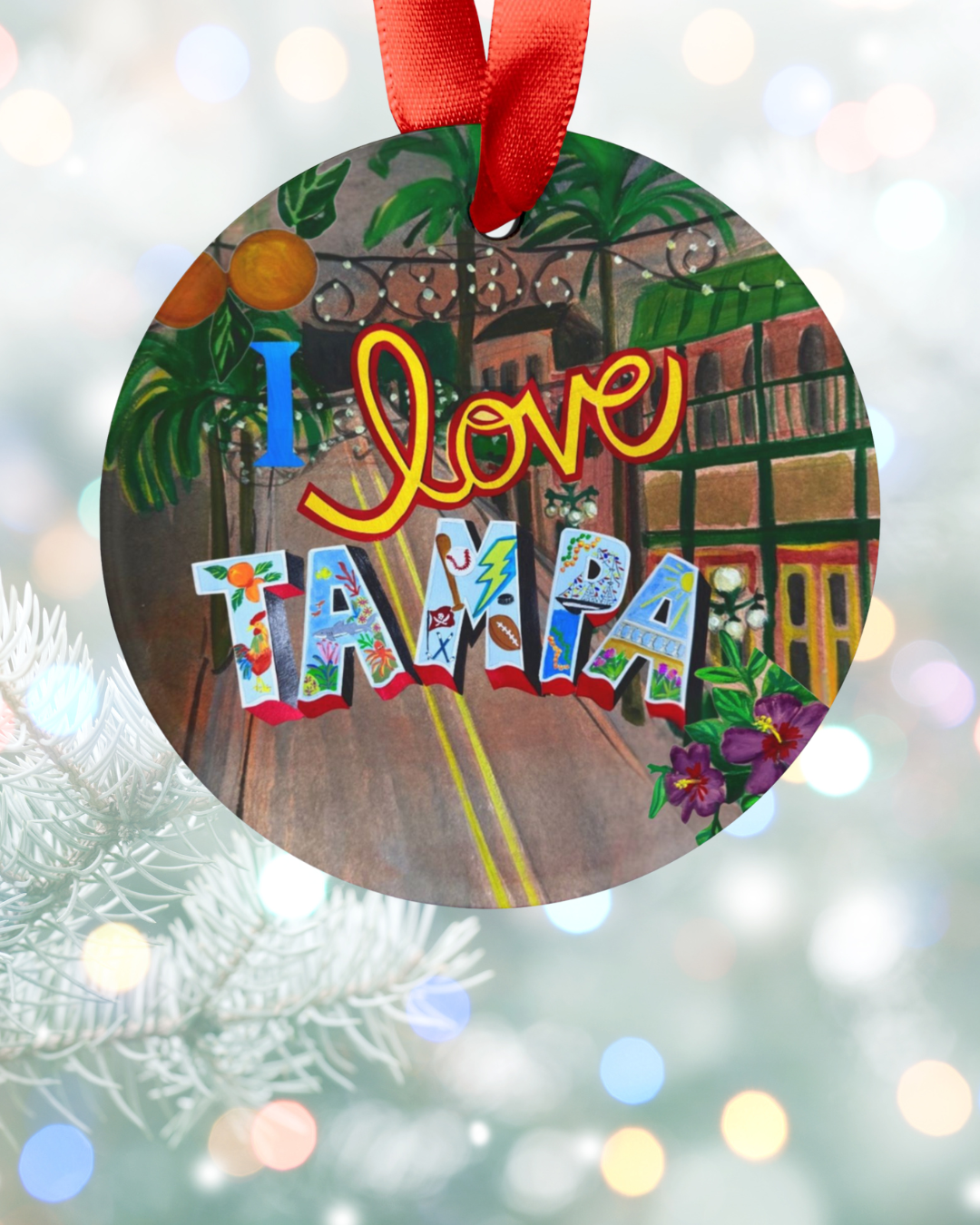 "I Love Tampa" Tree Ornament
