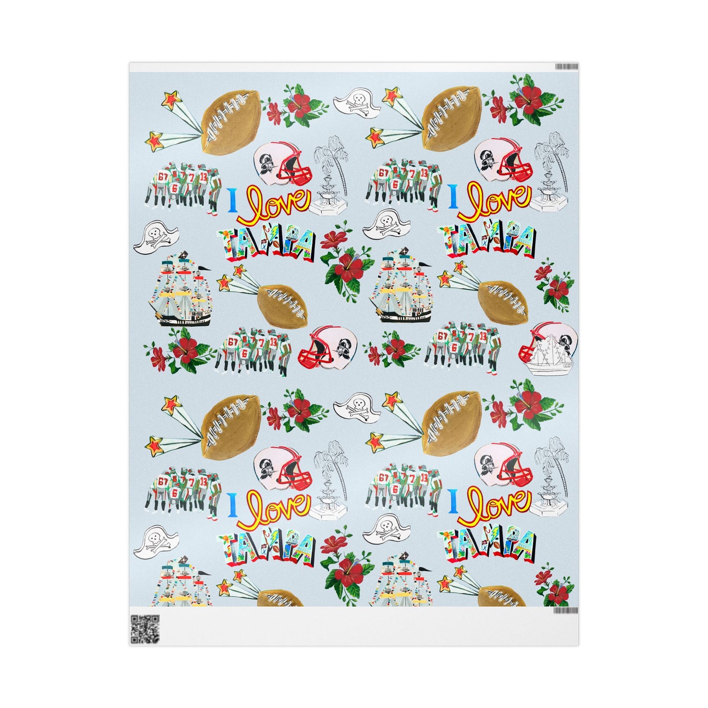 "I Love Tampa" Go Bucs! Holiday Gift Wrapping Paper
