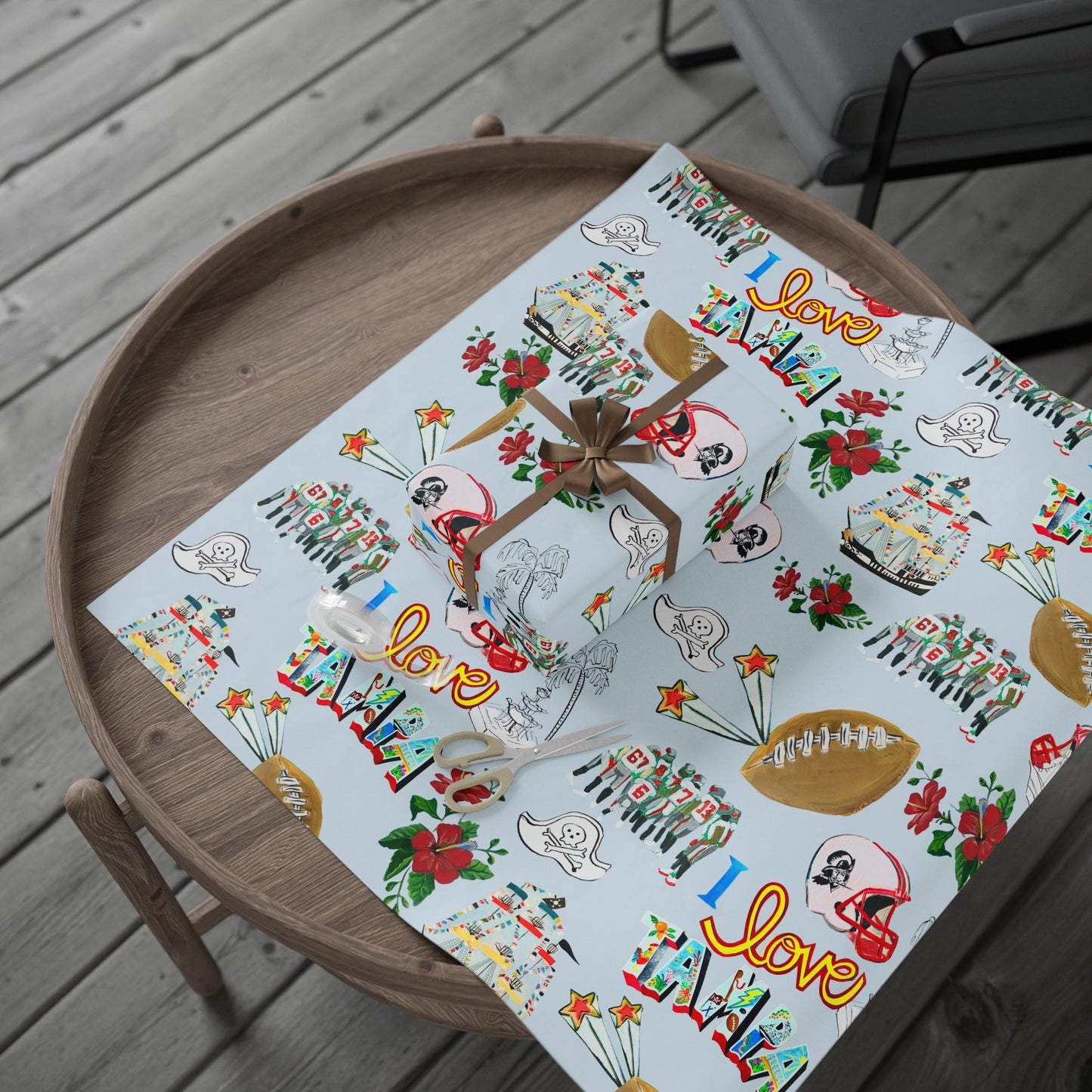 "I Love Tampa" Go Bucs! Holiday Gift Wrapping Paper