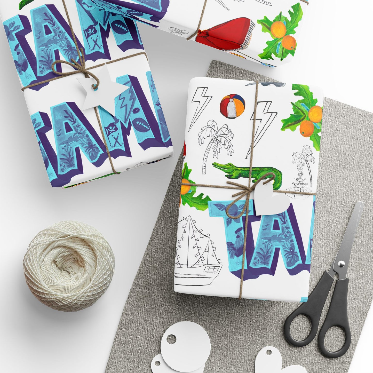 "I Love Tampa" Motif Gift Wrapping Paper