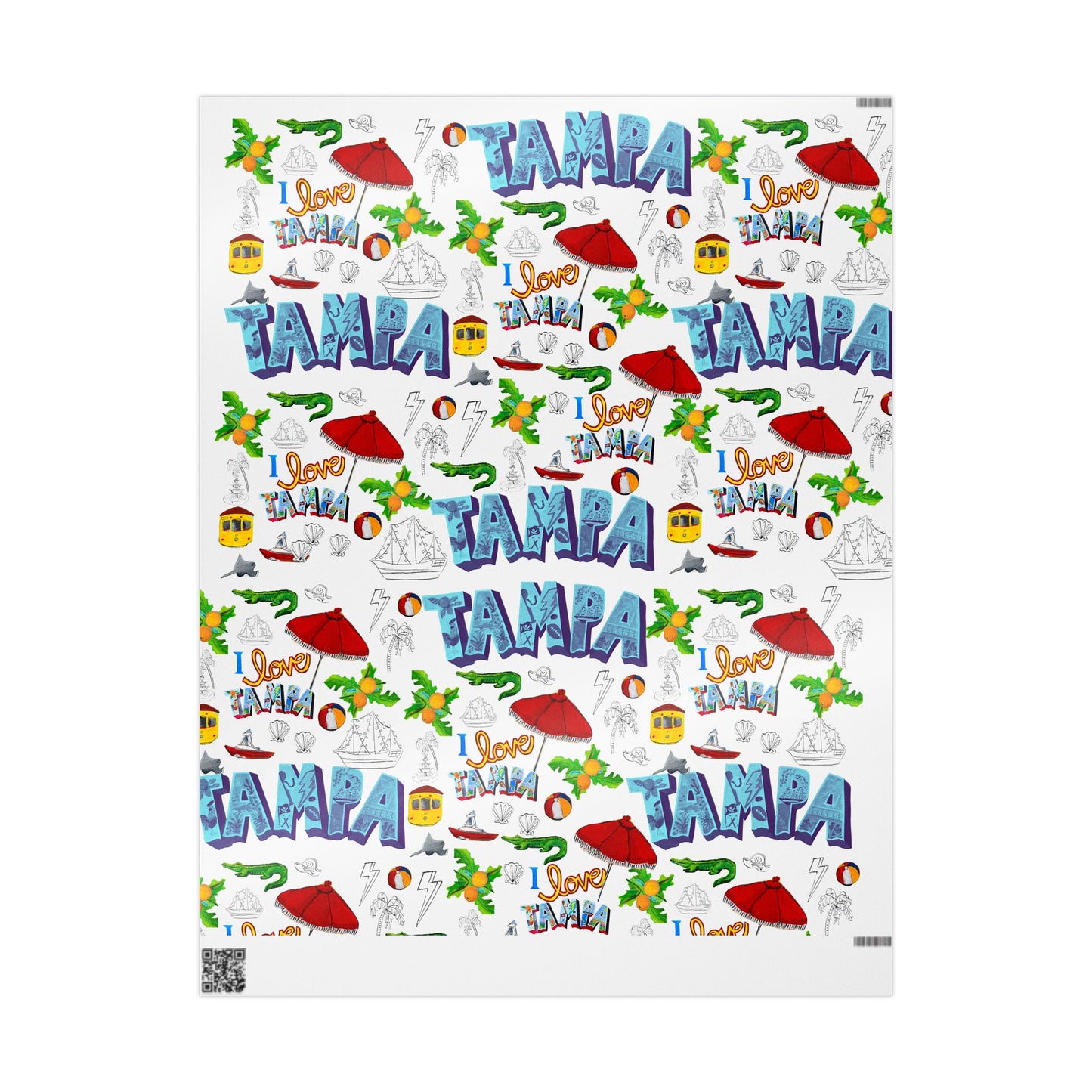 "I Love Tampa" Motif Gift Wrapping Paper