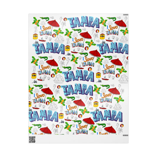 "I Love Tampa" Motif Gift Wrapping Paper