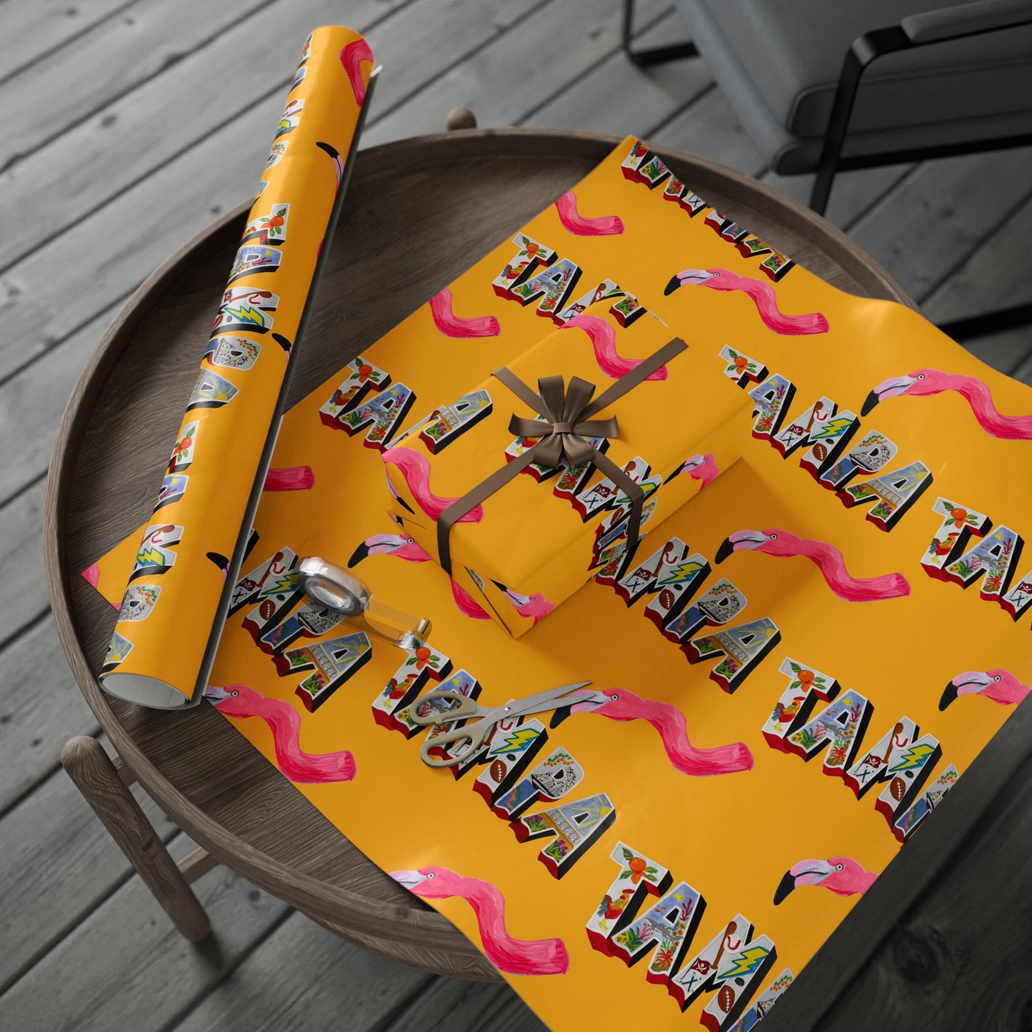 "Phoebe the Flamingo does Tampa" Gift Wrapping Paper