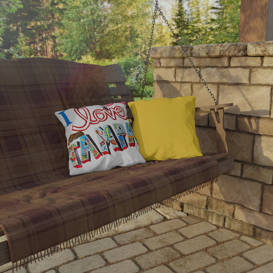 "I Love Tampa" Outdoor Pillow - YELLOW