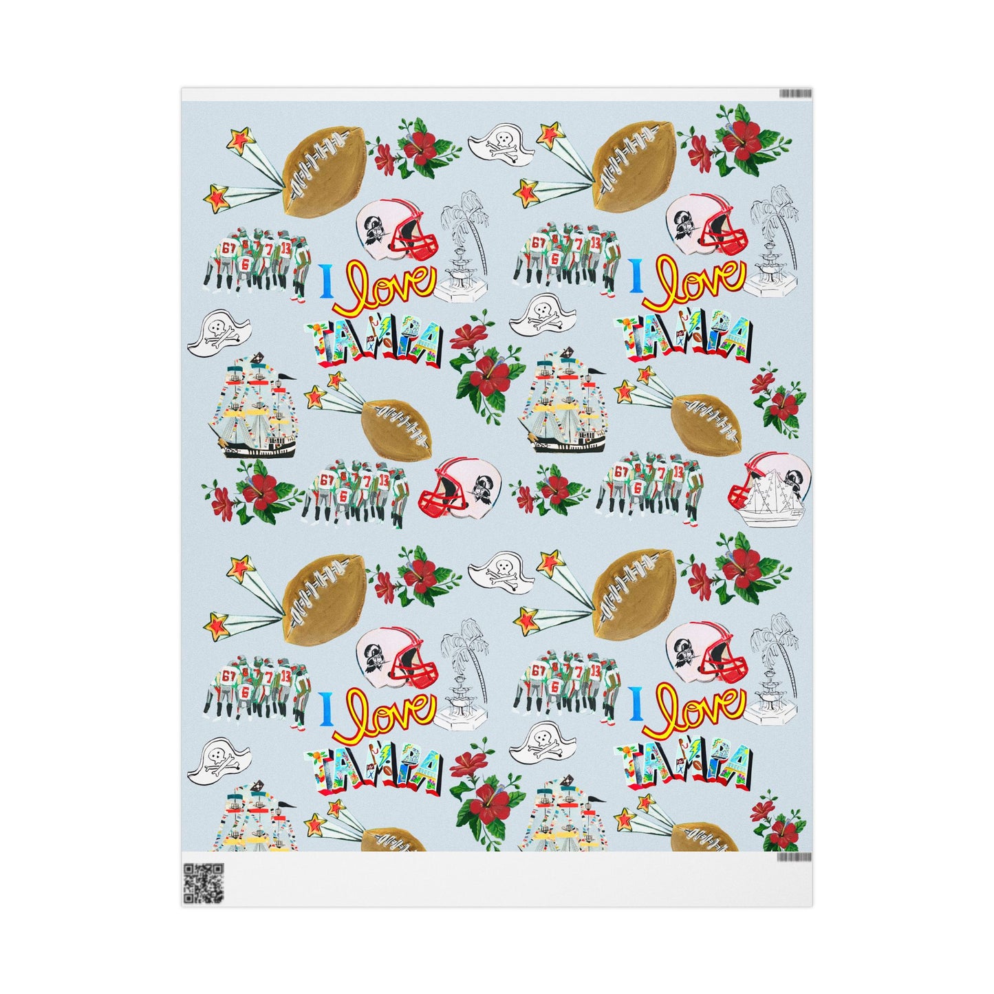"I Love Tampa" Go Bucs! Holiday Gift Wrapping Paper