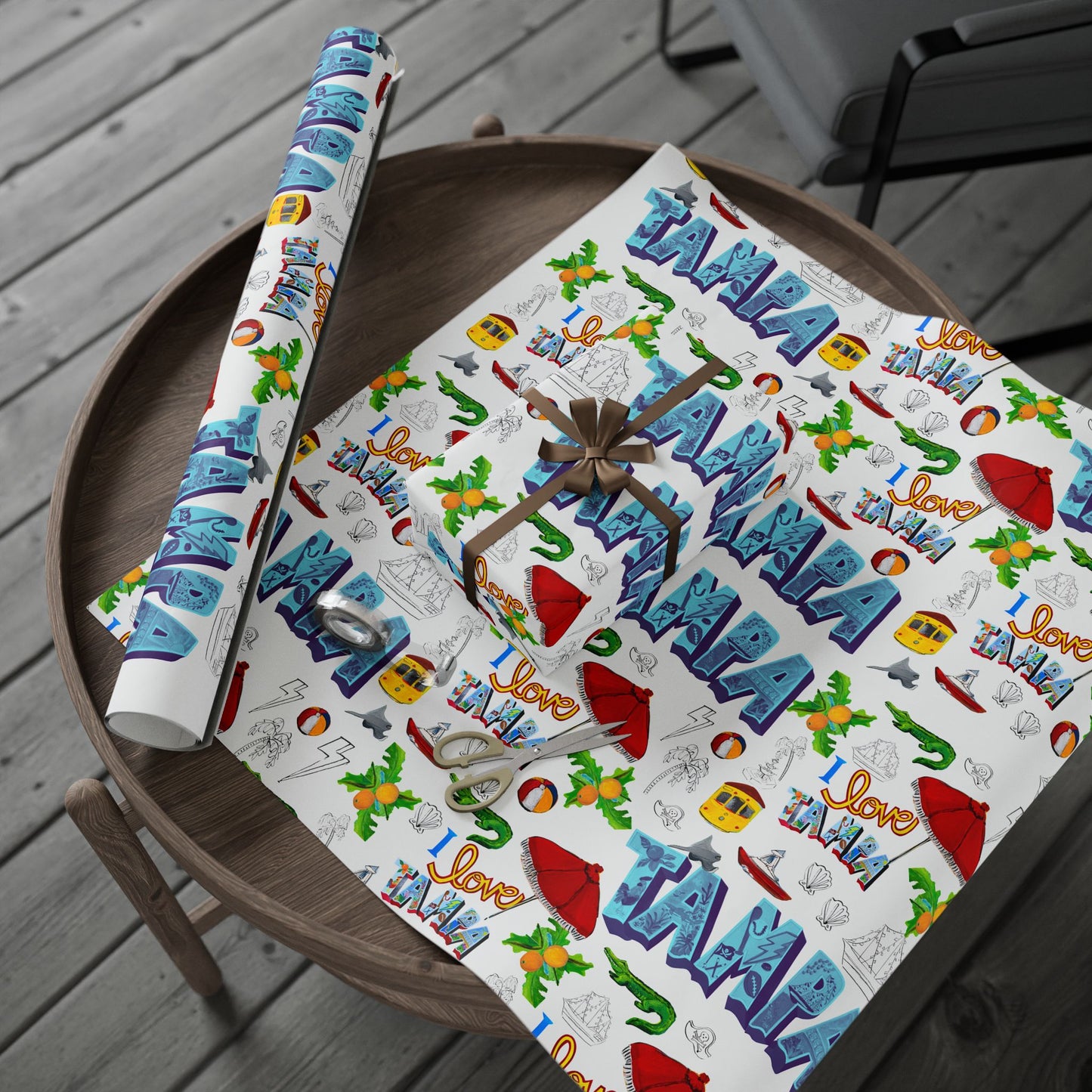 "I Love Tampa" Motif Wrapping Paper