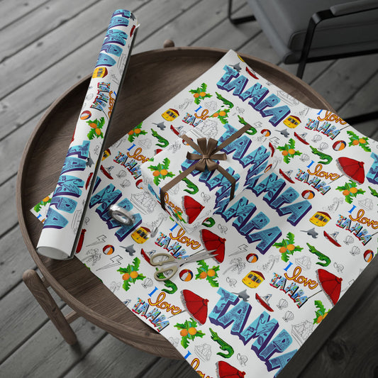 "I Love Tampa" Motif Wrapping Paper