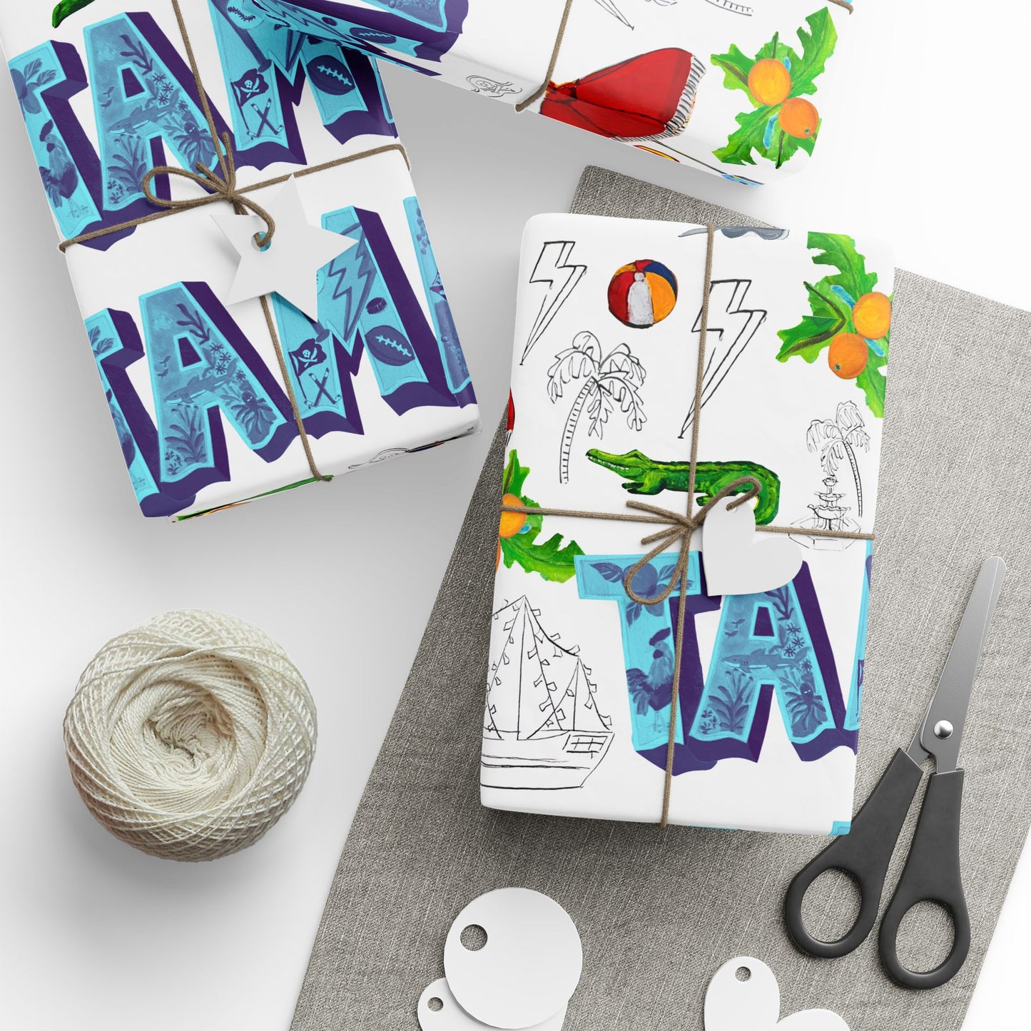 "I Love Tampa" Motif Gift Wrapping Paper