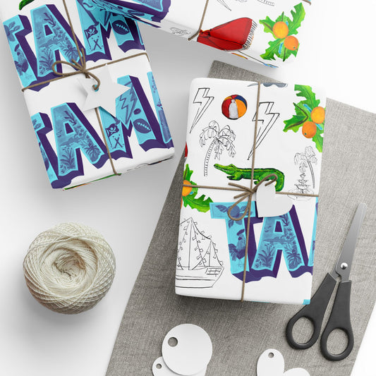 "I Love Tampa" Motif Wrapping Paper